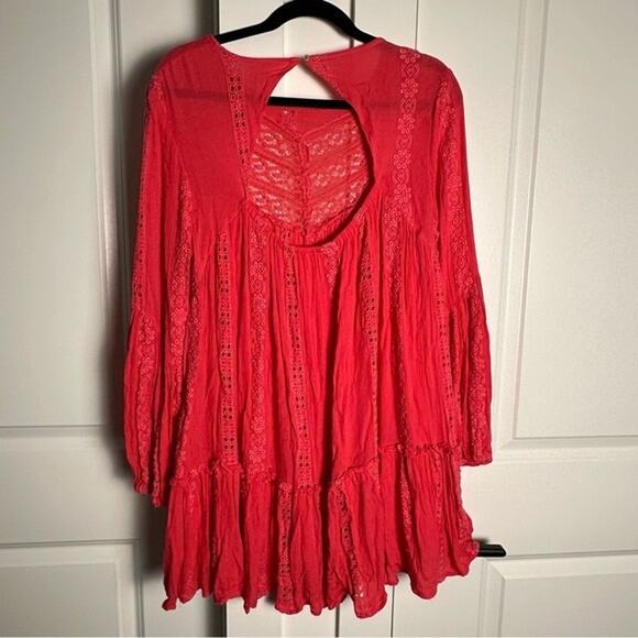 Free People (M) ‘Sweetest Dream’ Tunic Dress - Pink Embroidered Bohemian Top - Picture 4 of 8